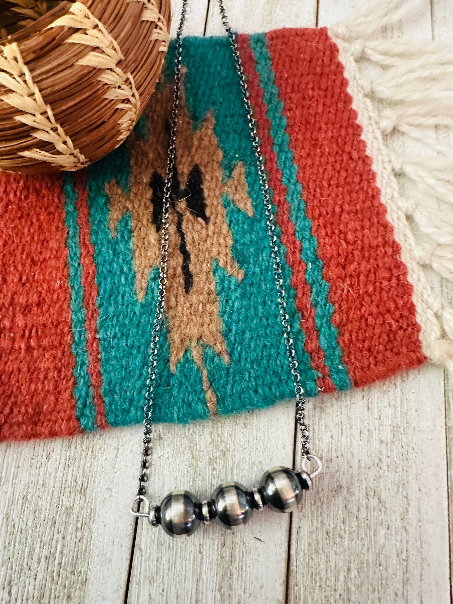 Handcrafted Sterling Silver Pearl Beaded Chain Necklace