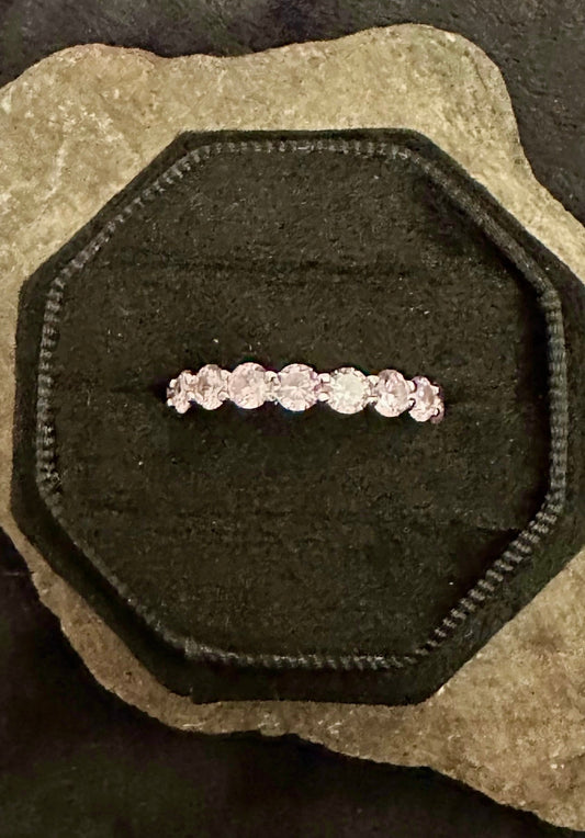 Sterling Silver Light Pink CZ Eternity Band Ring