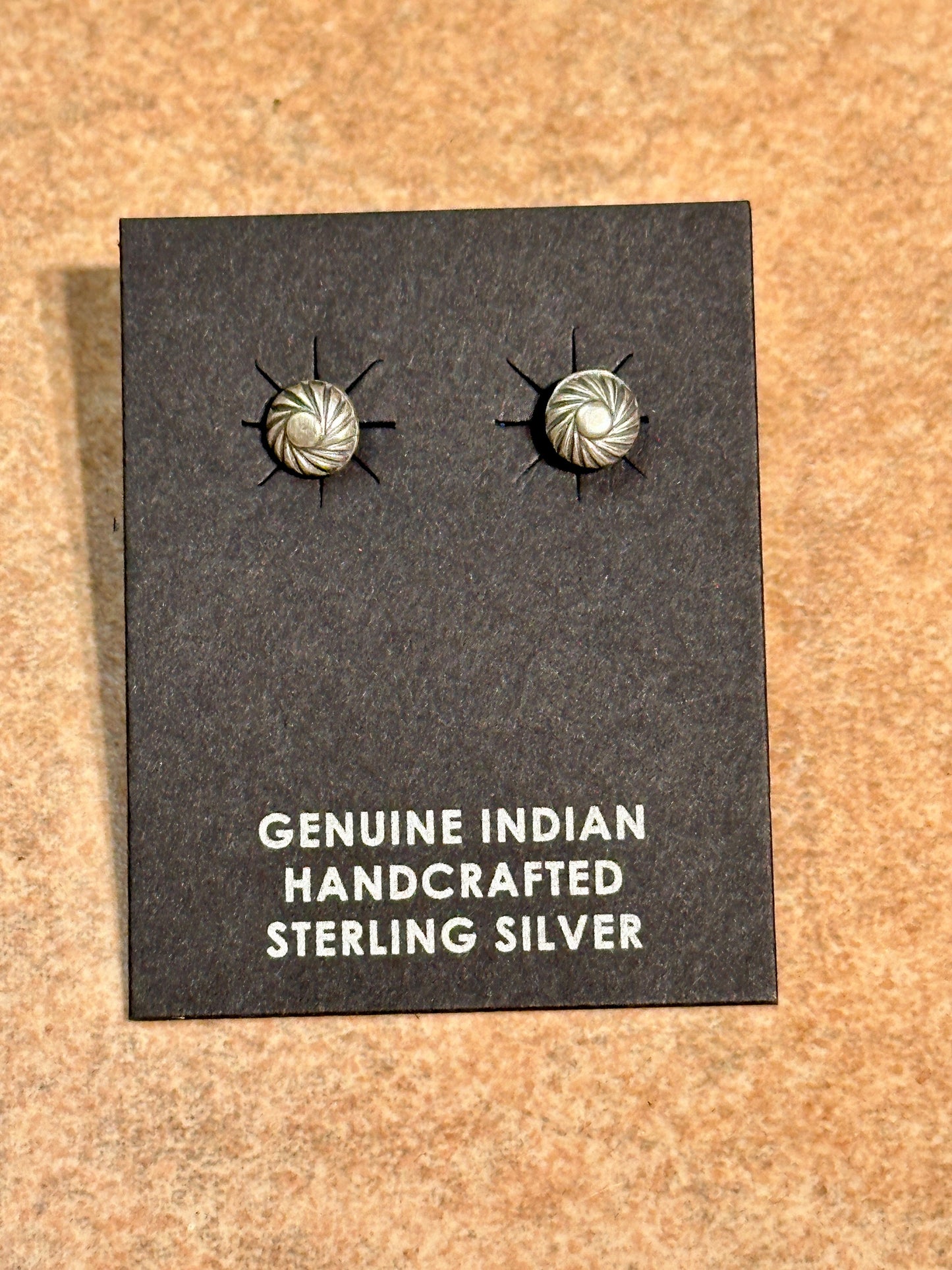 Handcrafted Sterling Silver Concho Swirl Stud Post Earrings