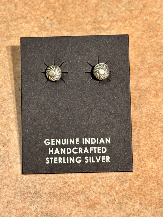 Handcrafted Sterling Silver Concho Swirl Stud Post Earrings