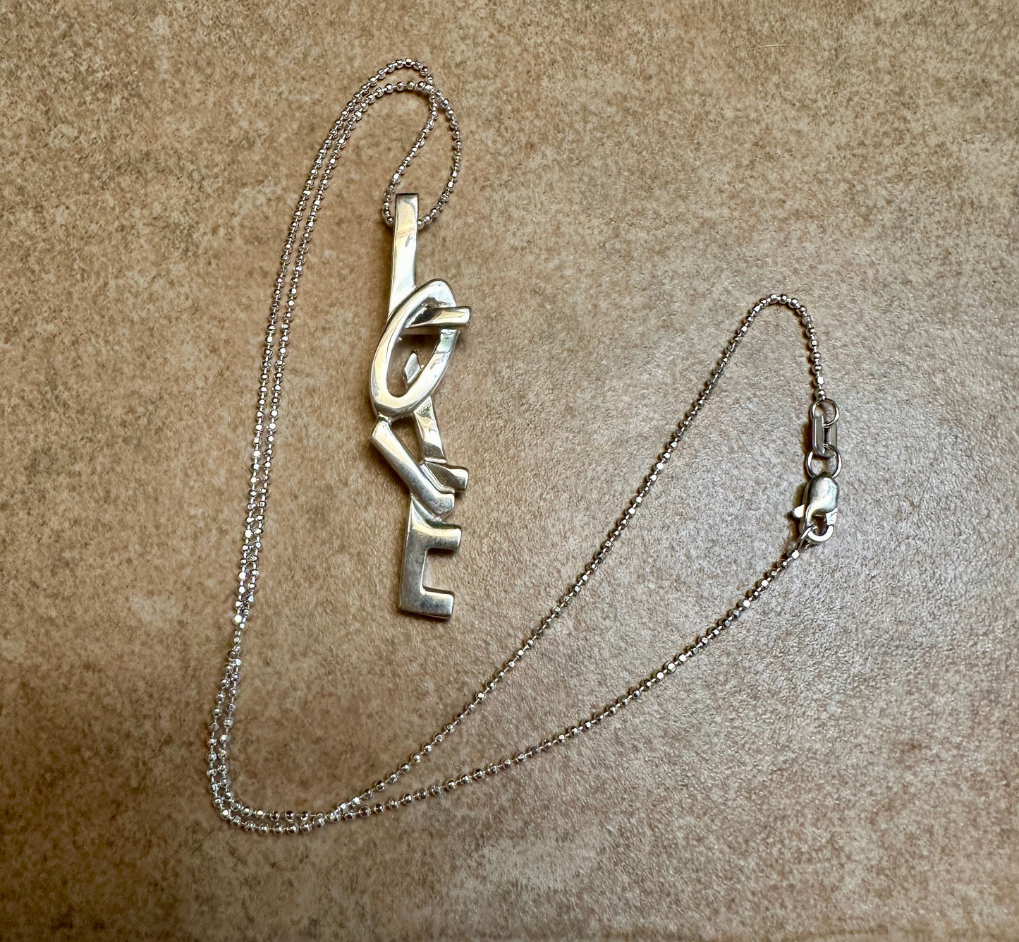 Love Pendant Sterling Silver Necklace