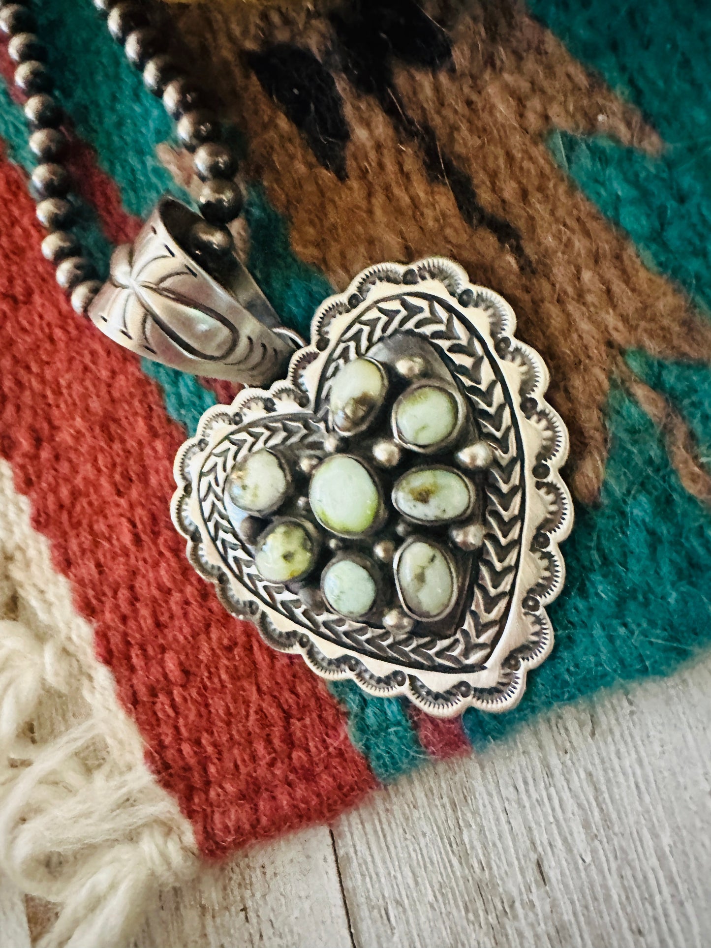 Handcrafted Palomino Turquoise & Sterling Silver Heart Pendant