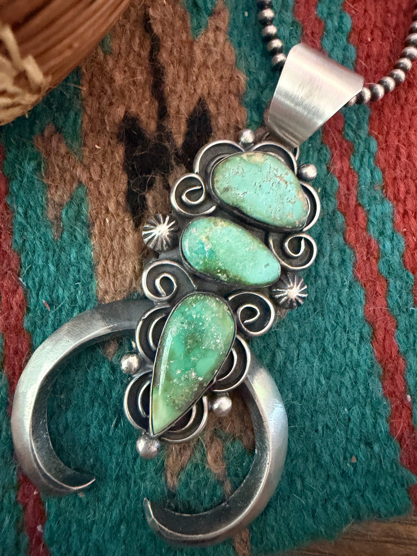 Handcrafted Sterling Silver & Sonoran Mountain Turquoise Naja Pendant by Chimney Butte