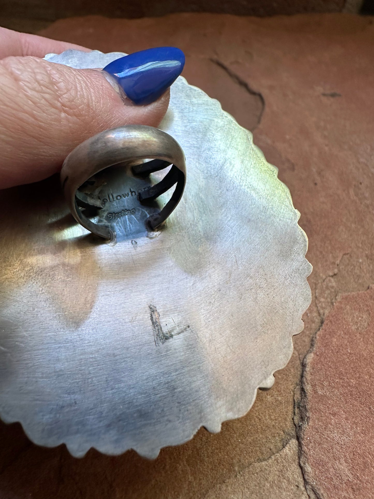 Beautiful Handcrafted Sterling Silver & Turquoise Statement Ring by Blaine Yellowhorse, Size 7