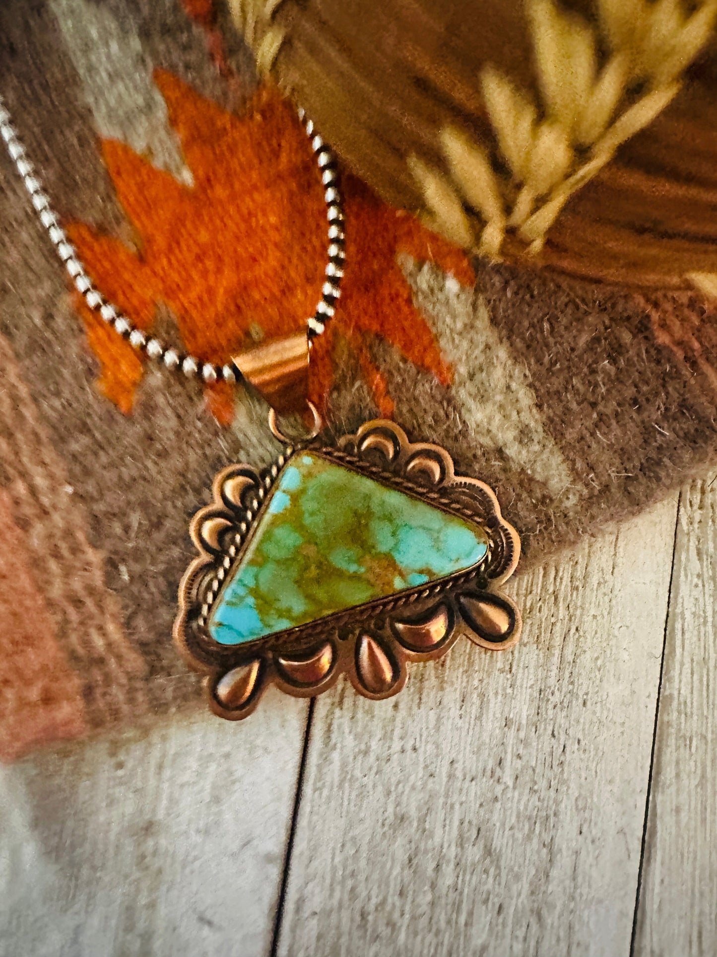 Handcrafted Turquoise & Copper Pendant by Jerry Platero