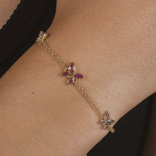 CZ Butterfly Gold Plated Bolo Bracelet