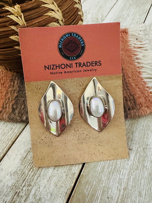 Handcrafted Freshwater Pearl & Sterling Silver Post Earrings
