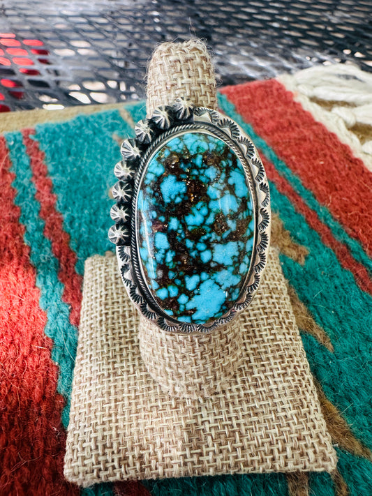 Handcrafted Kingman Web Turquoise & Sterling Silver Adjustable Ring