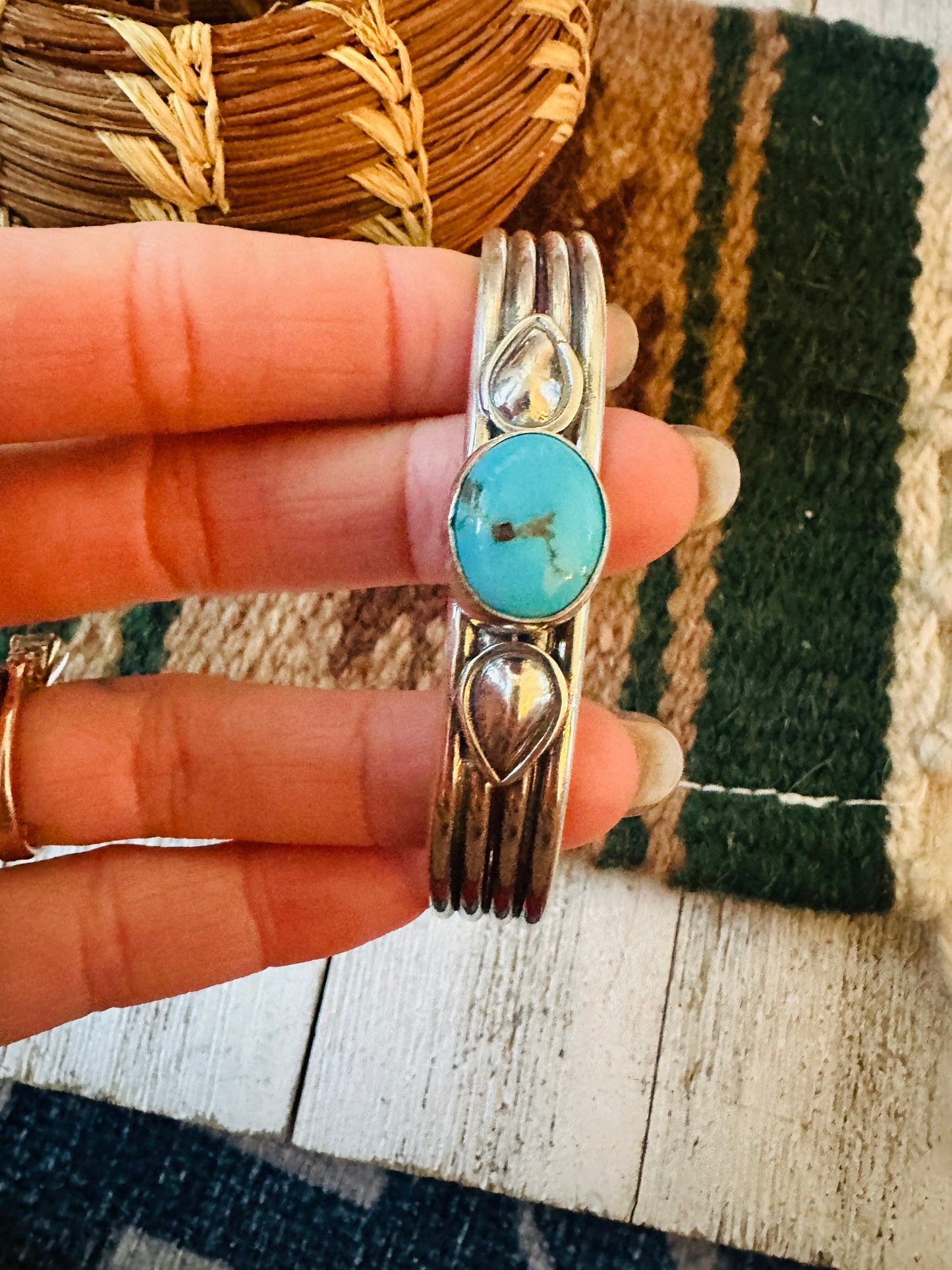 Handcrafted Turquoise & Sterling Silver Cuff Bracelet