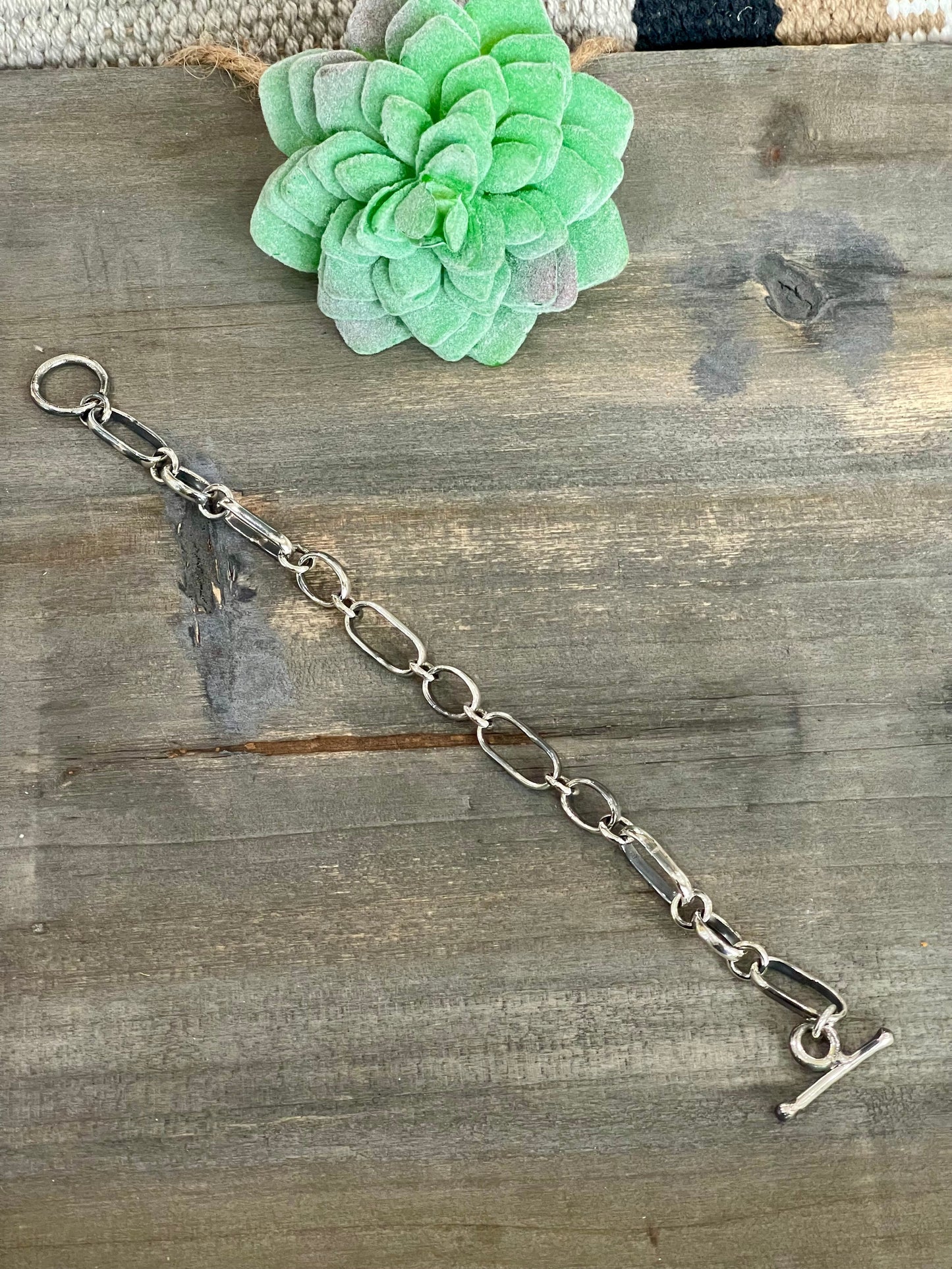 Handmade Beautiful Sterling Silver Link Bracelet 7.5 inch