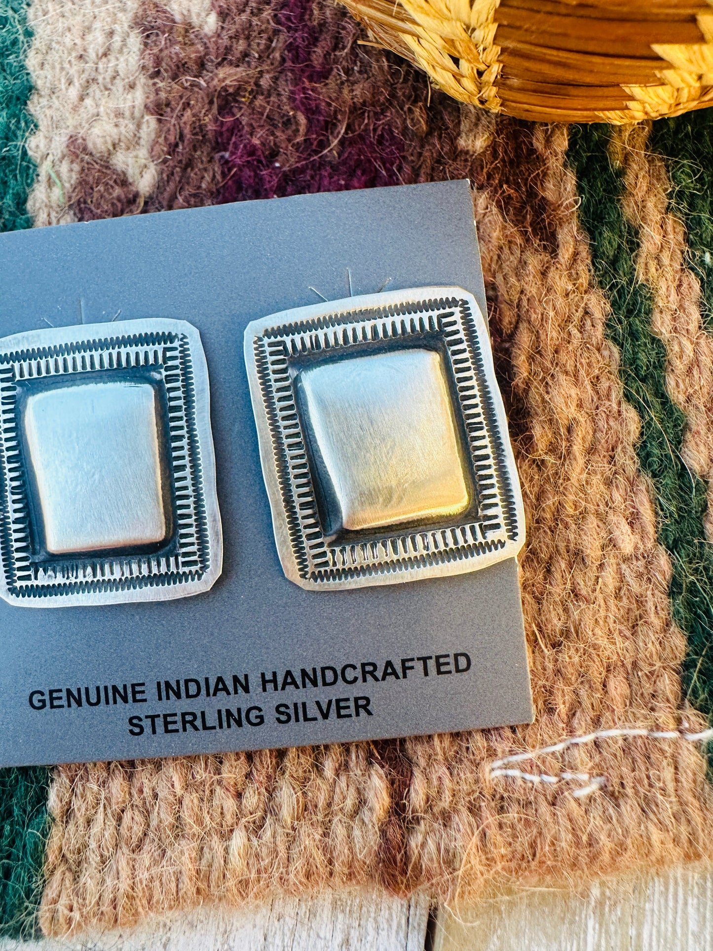 Handcrafted Sterling Silver Concho Post Earrings by Leander Tahe