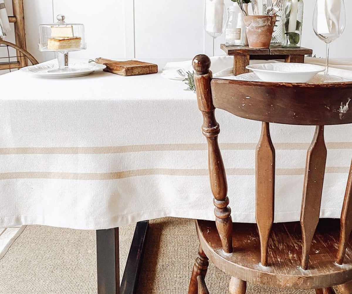 French Striped Tablecloth