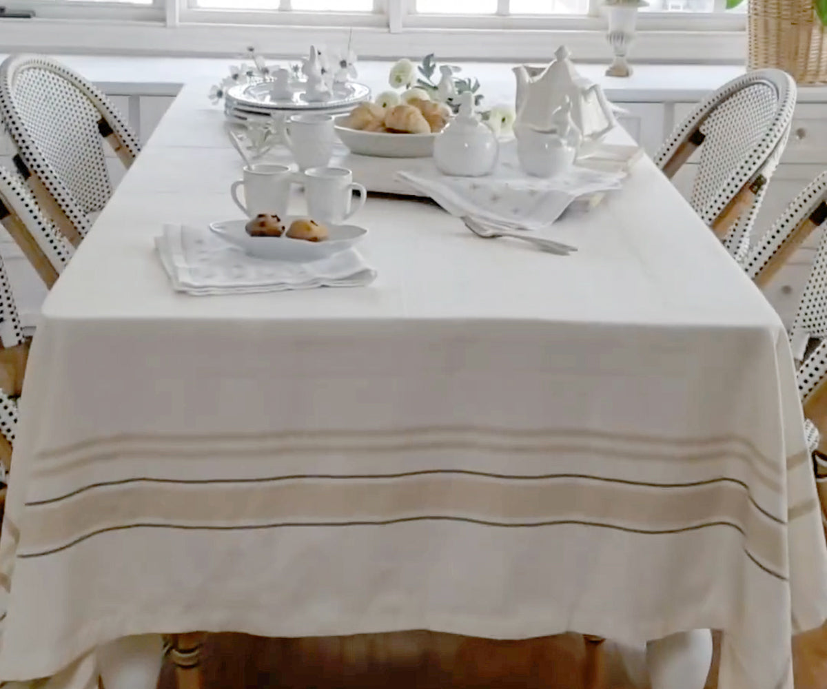 French Striped Tablecloth