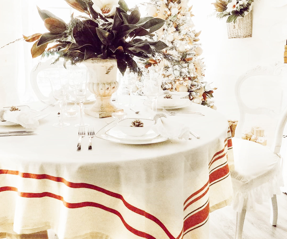 French Striped Tablecloth
