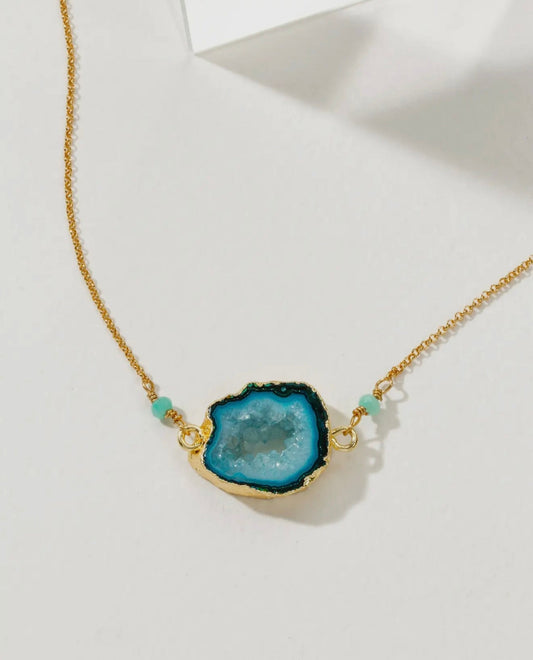 “The Golden Collection” Geo Necklace Handmade Gold Plated Agate Necklace