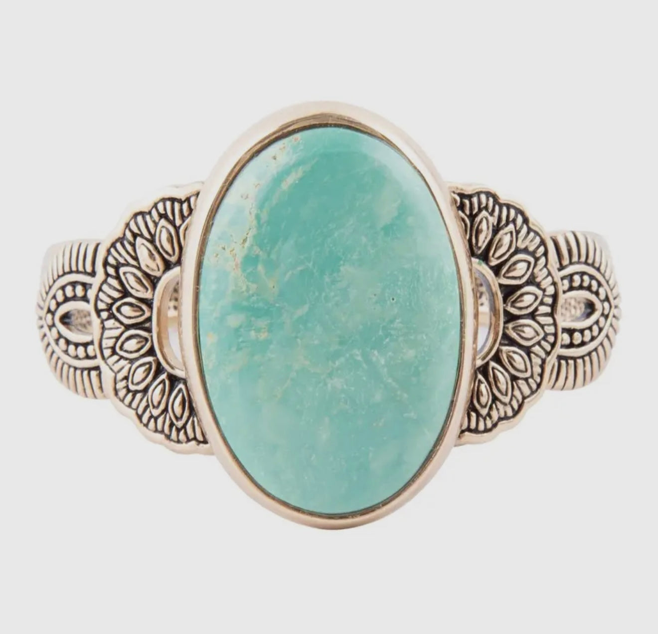 “The Golden Collection” Single Stone Statement Cuff Handmade Natural Turquoise Gold Plated Adjustable Bracelet Cuff