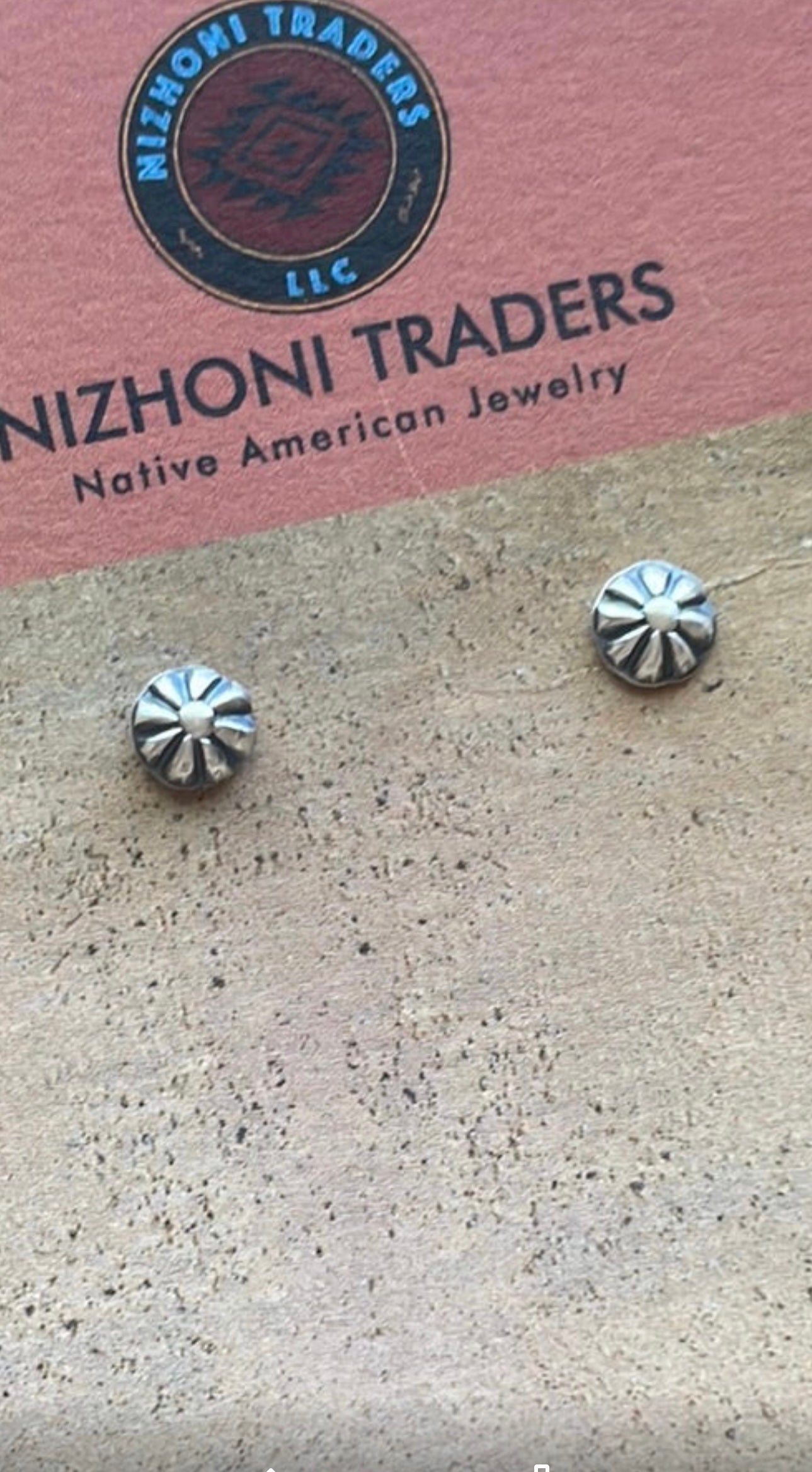 Navajo Sterling Silver 1/4” Concho Star Stud Earrings