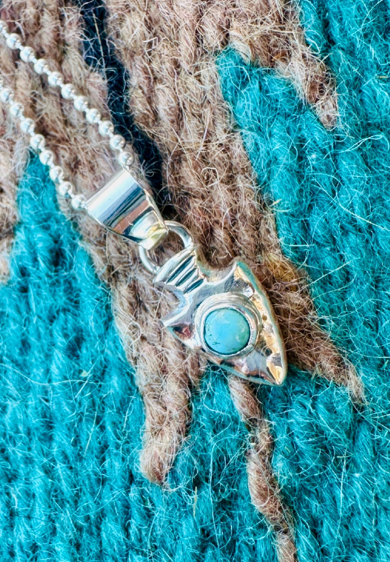 Handcrafted Sterling Silver and Turquoise Arrowhead Mini Pendant