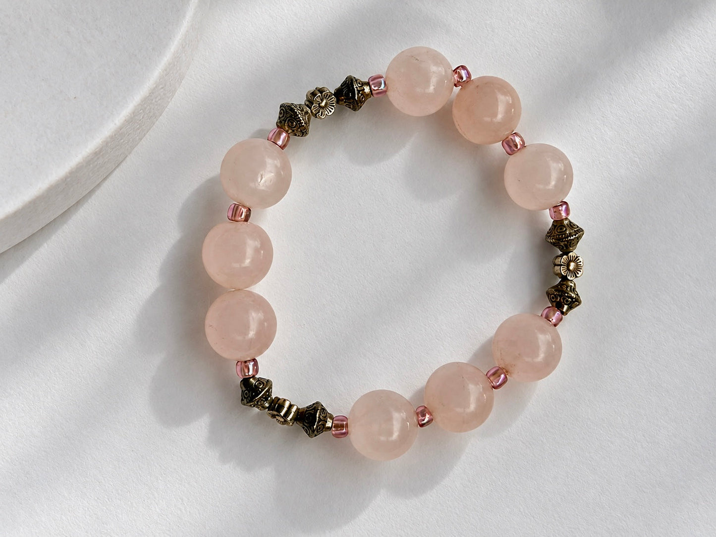 Handmade light Pink Rose Quartz Bracelet