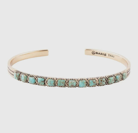 “The Golden Collection” Stacker Cuff Handmade Natural Turquoise Gold Plated Adjustable Bracelet Cuff