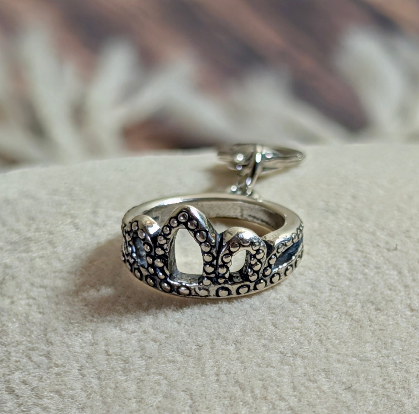 Handcrafted Small Princess Crown Charm Sterling Silver Variant 2