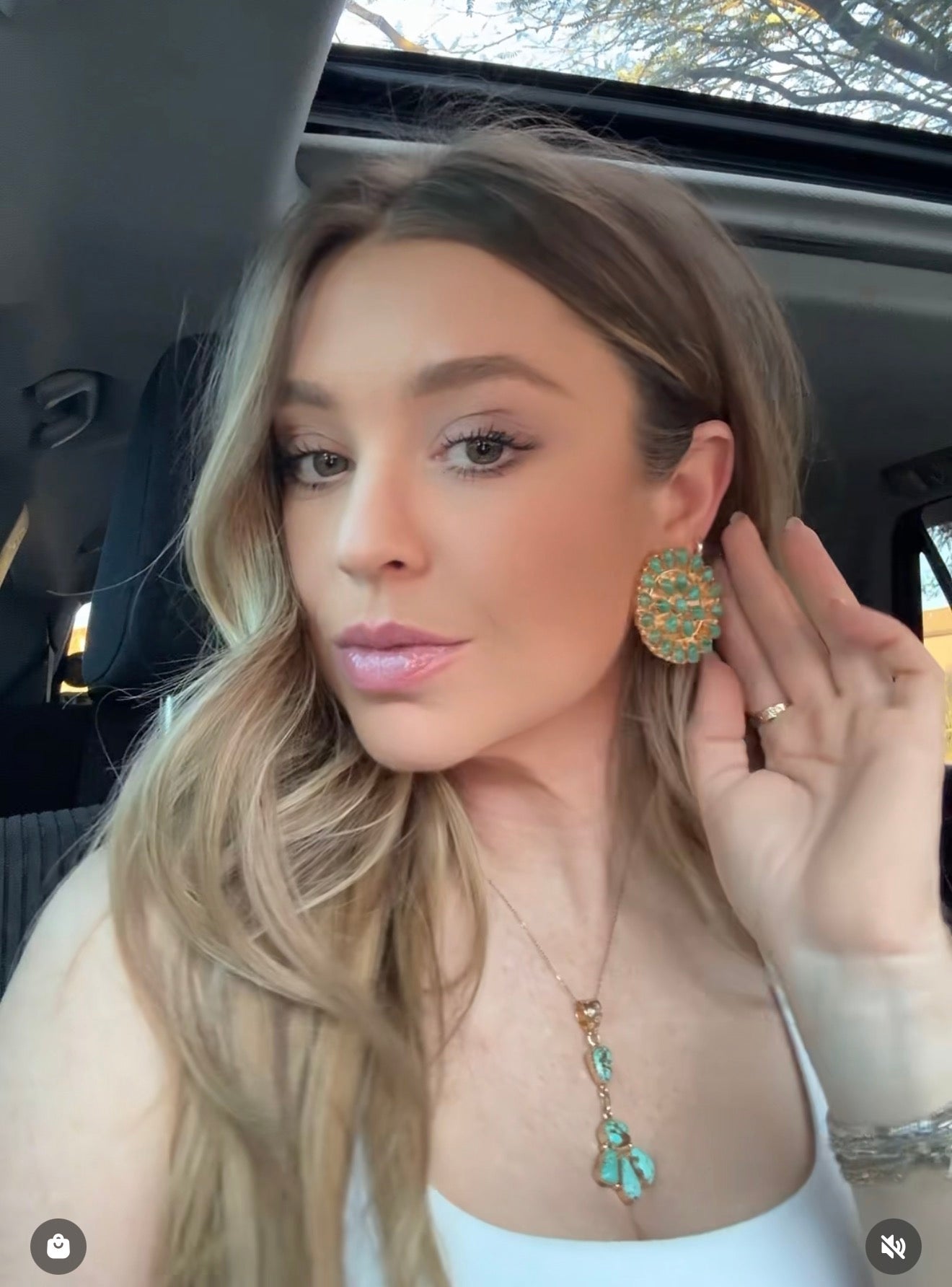 “The Golden Collection” Handmade Natural Kingman Turquoise Gold Plated Sterling Silver Cluster Post Earrings