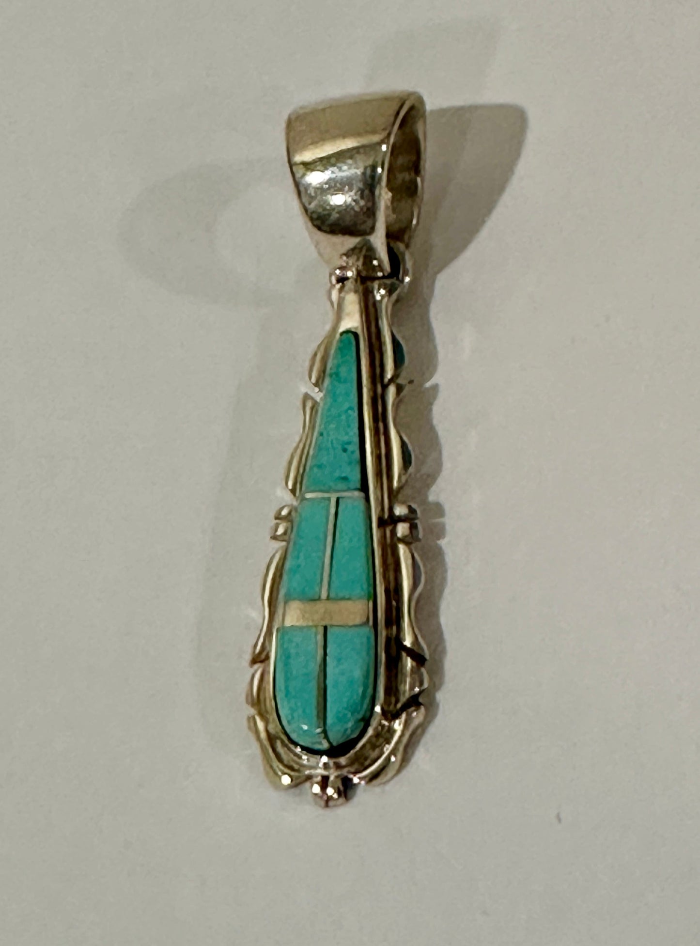 Handcrafted Turquoise 8 & Sterling Silver Jagged Pendant Necklace 24”