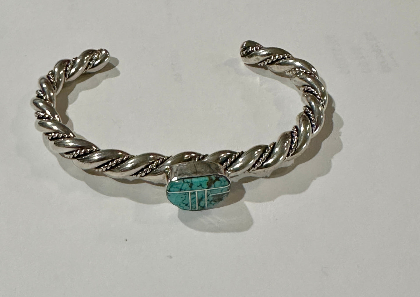 Handcrafted Turquoise 8 & Sterling silver Rope Twist Bracelet