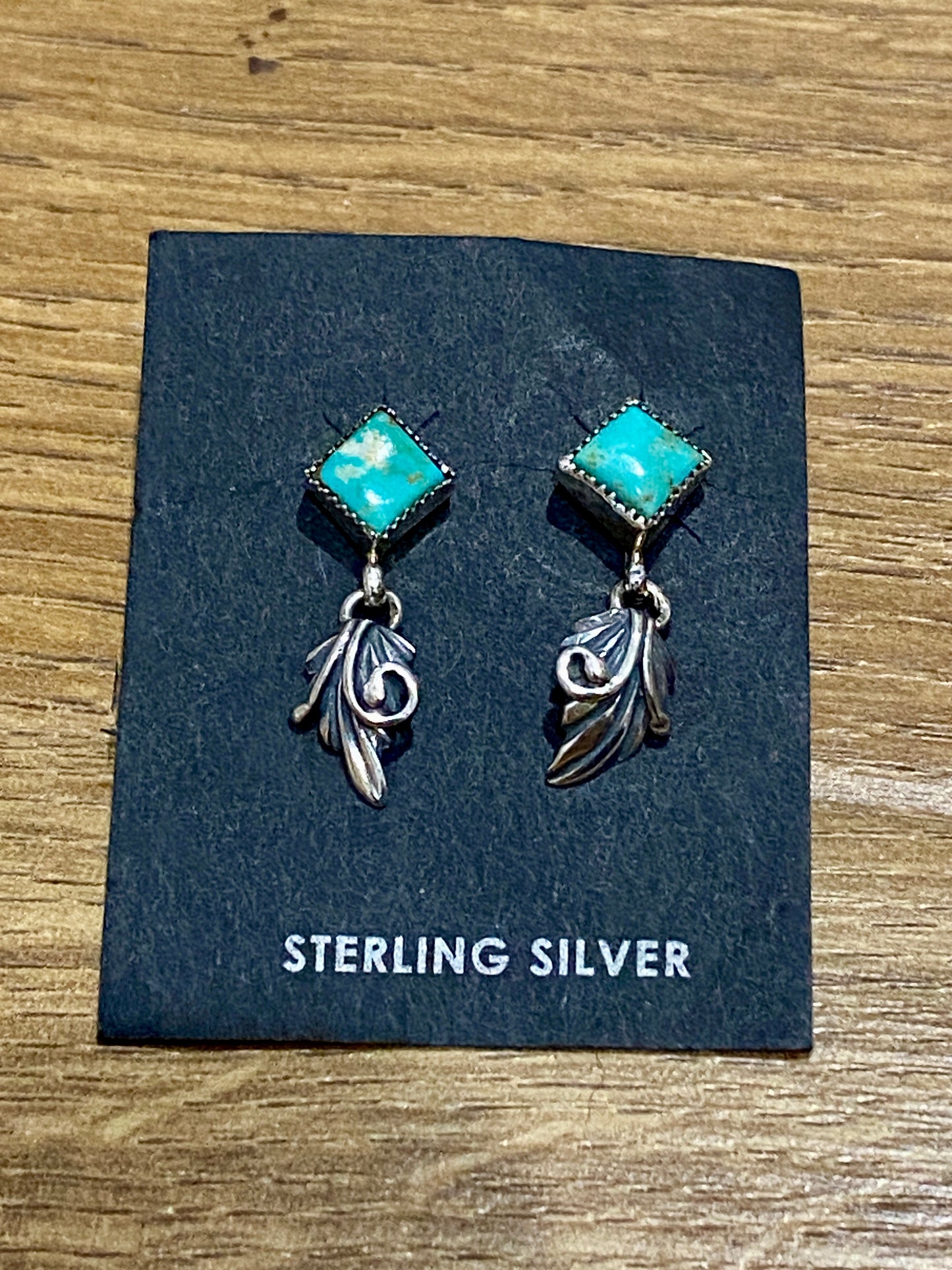 Navajo Turquoise & Sterling Silver Square Dangle Earrings