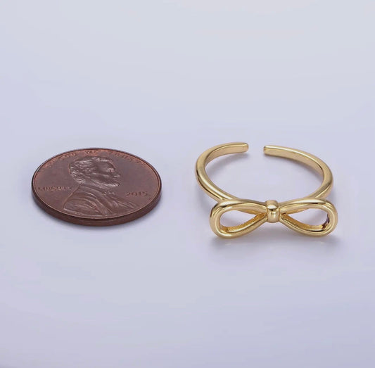 “The Golden Collection” THE RIBBON BOW Handmade Gold Plated Adjustable Ring