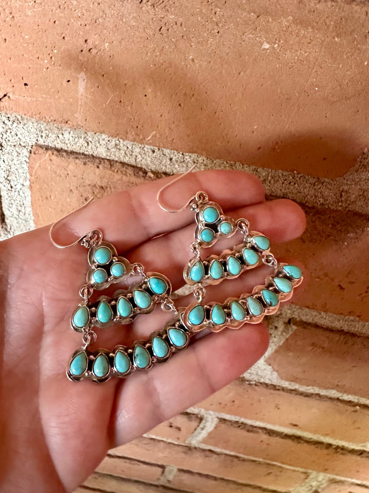 Handmade Sterling Silver & Turquoise Chandelier Dangle Earrings