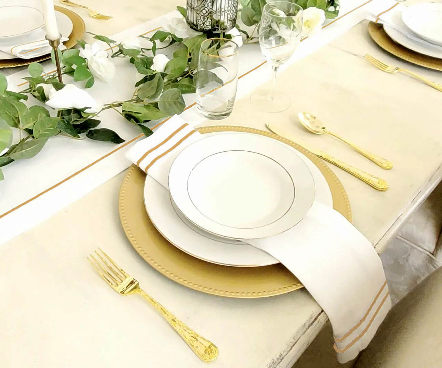 Beige Double Line Embroidery Napkins