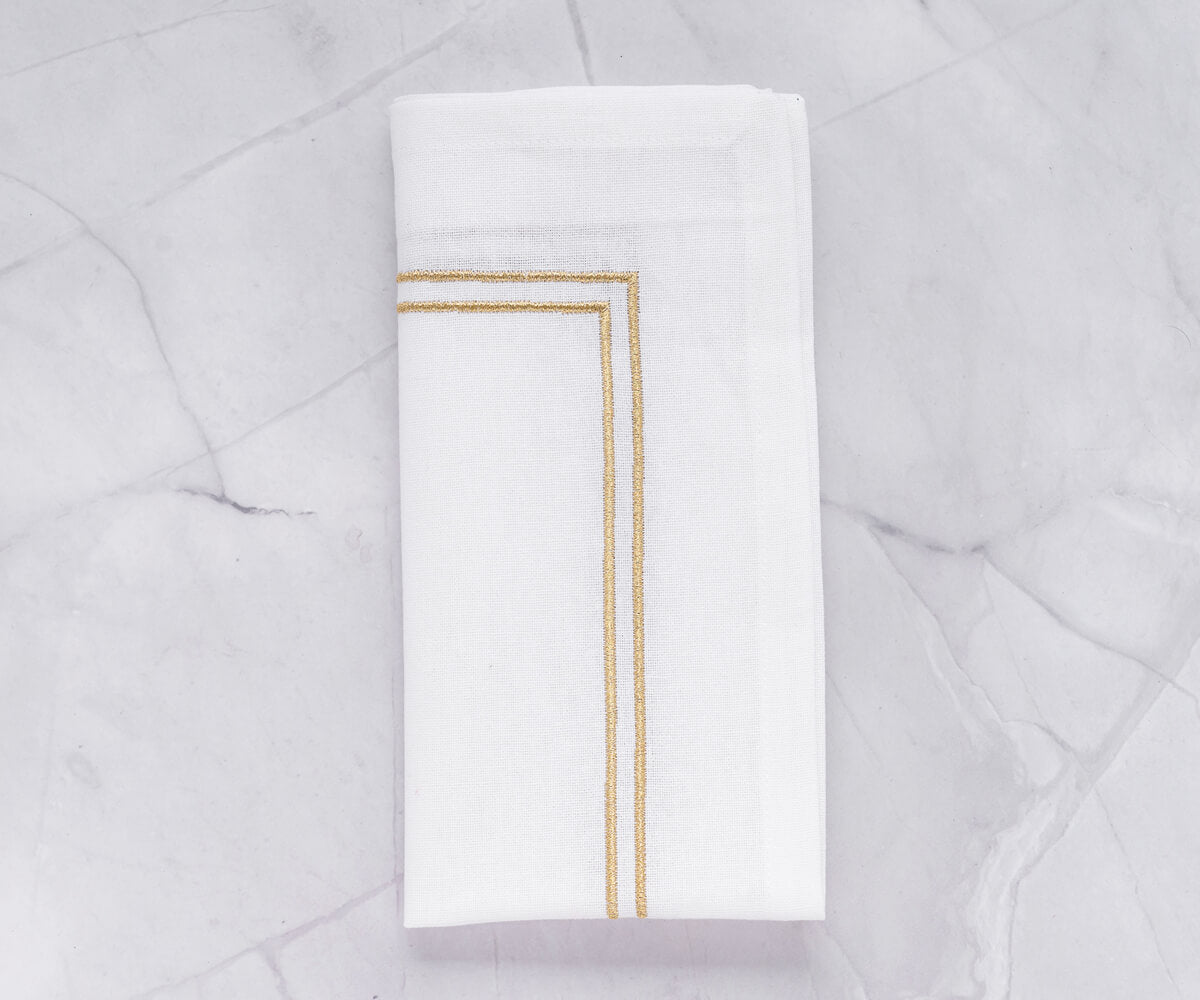 Beige Double Line Embroidery Napkins