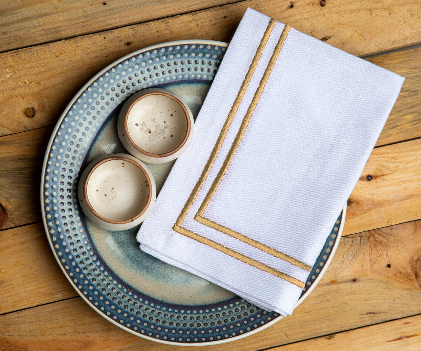 Beige Double Line Embroidery Napkins