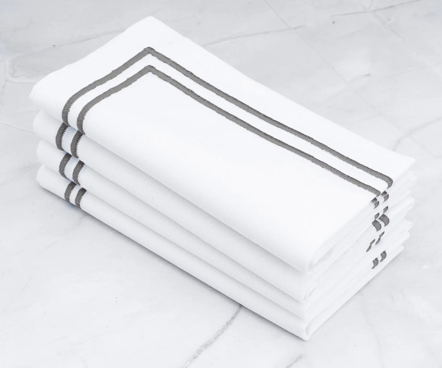 Gray Double Line Embroidery Napkins