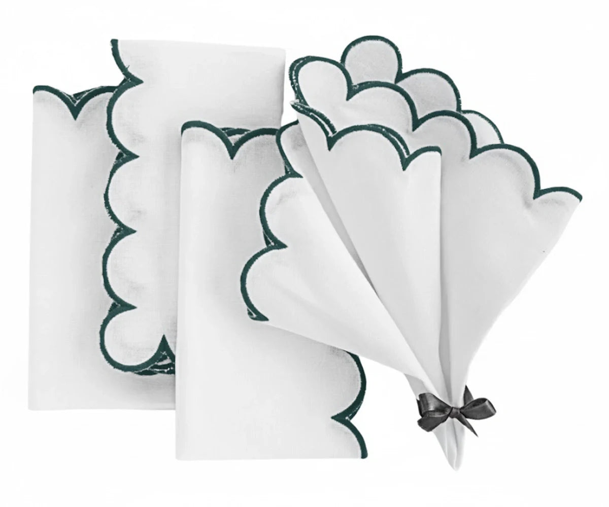 Linen Cloth Napkins - Scalloped