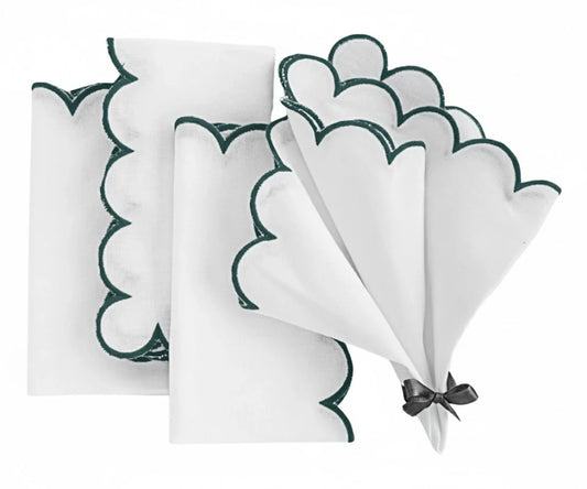Green Scalloped Edge Napkins - LongWave