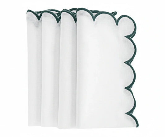 Green Scalloped Edge Napkins - LongWave