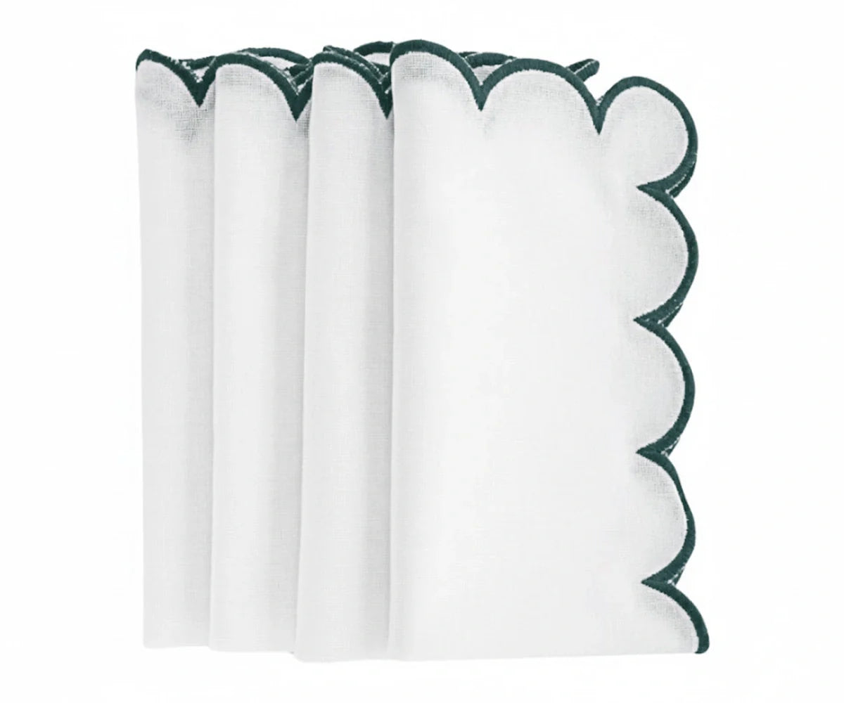 Linen Cloth Napkins - Scalloped