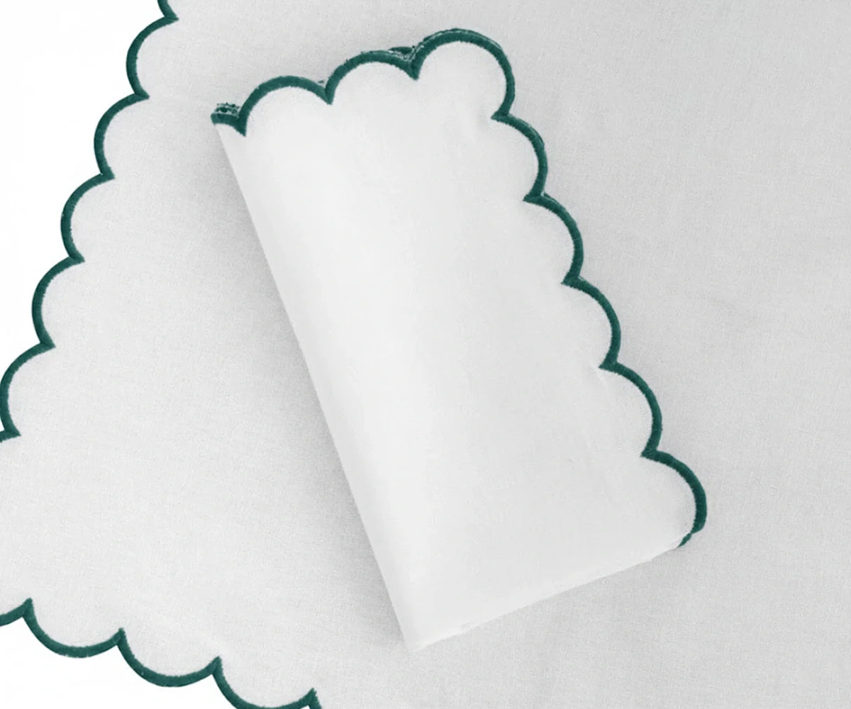 Green scallop napkins