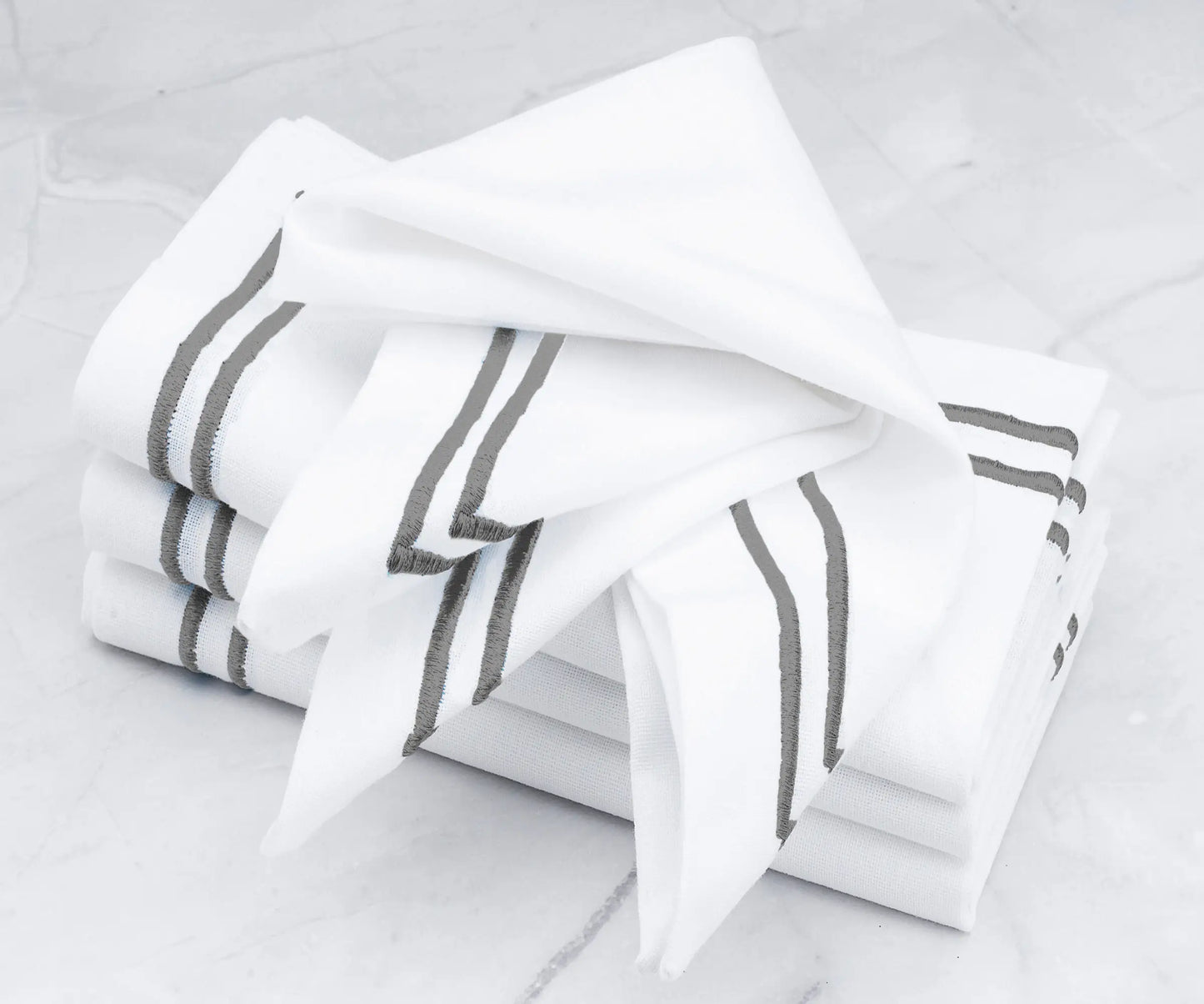 Gray Double Line Embroidery Napkins