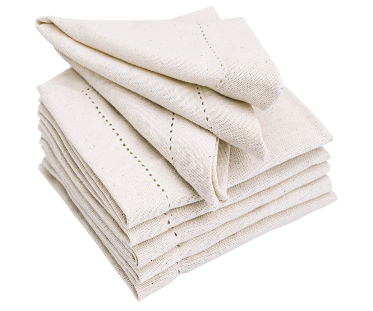 Natural Hemstitched Napkins - 20 inch