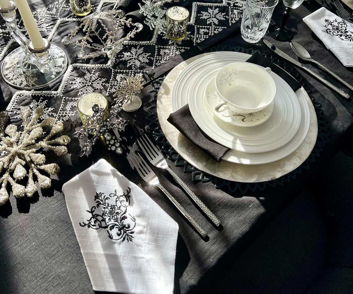 Black Tablecloth - Hemstitched