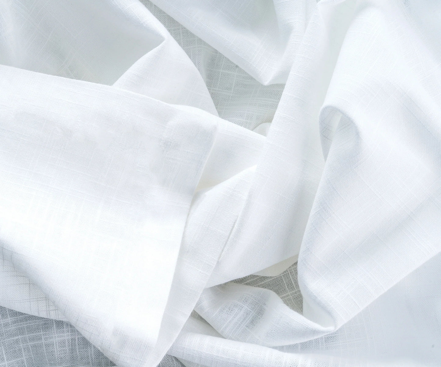 Cotton Linen Tablecloth - White Hemstitched