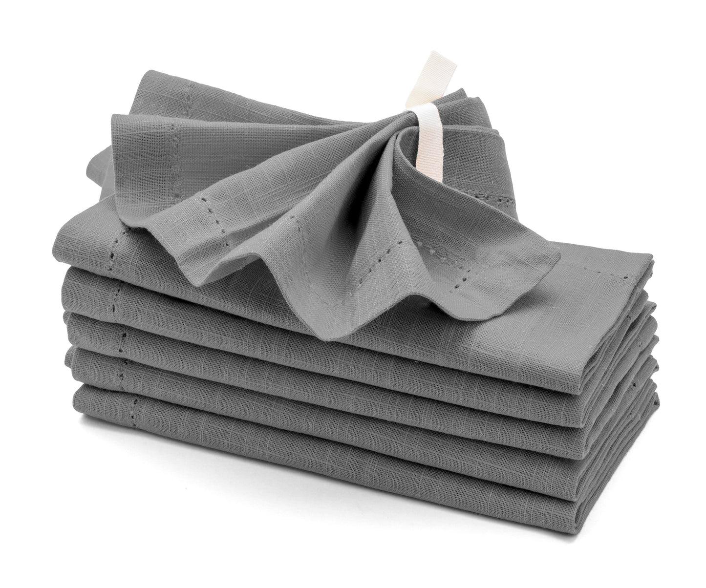 Grey Cotton Napkins - Hemstitch