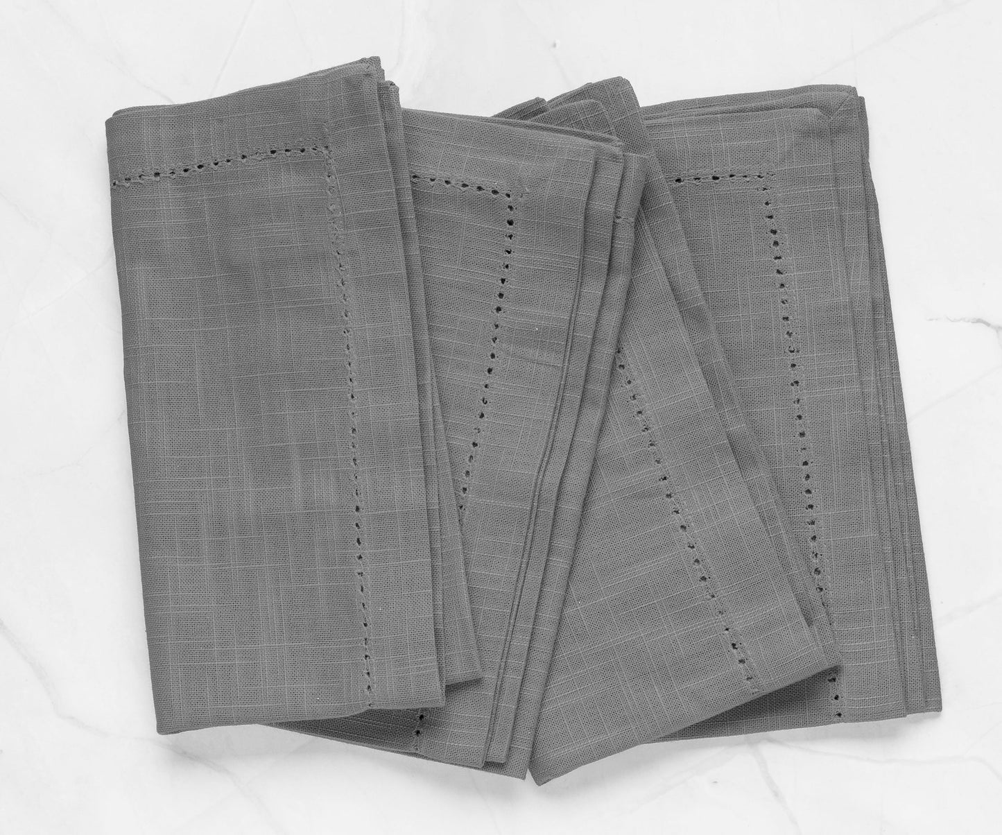Grey Cotton Napkins - Hemstitch