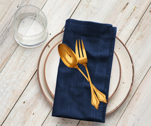 Navy Blue Hemstitch Napkins