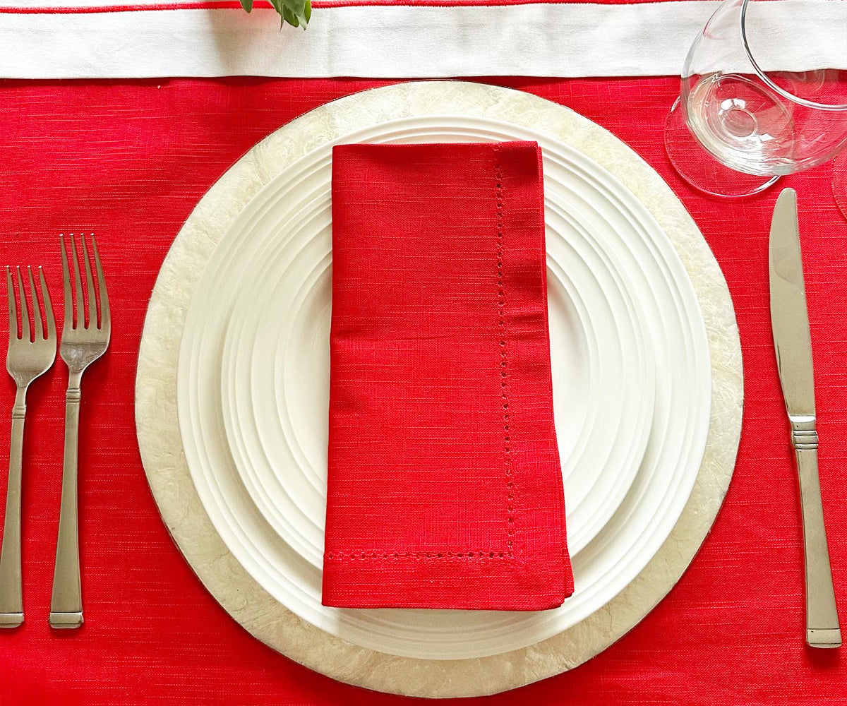 Cotton Dinner Napkins - Hemstitched Cloth Napkins