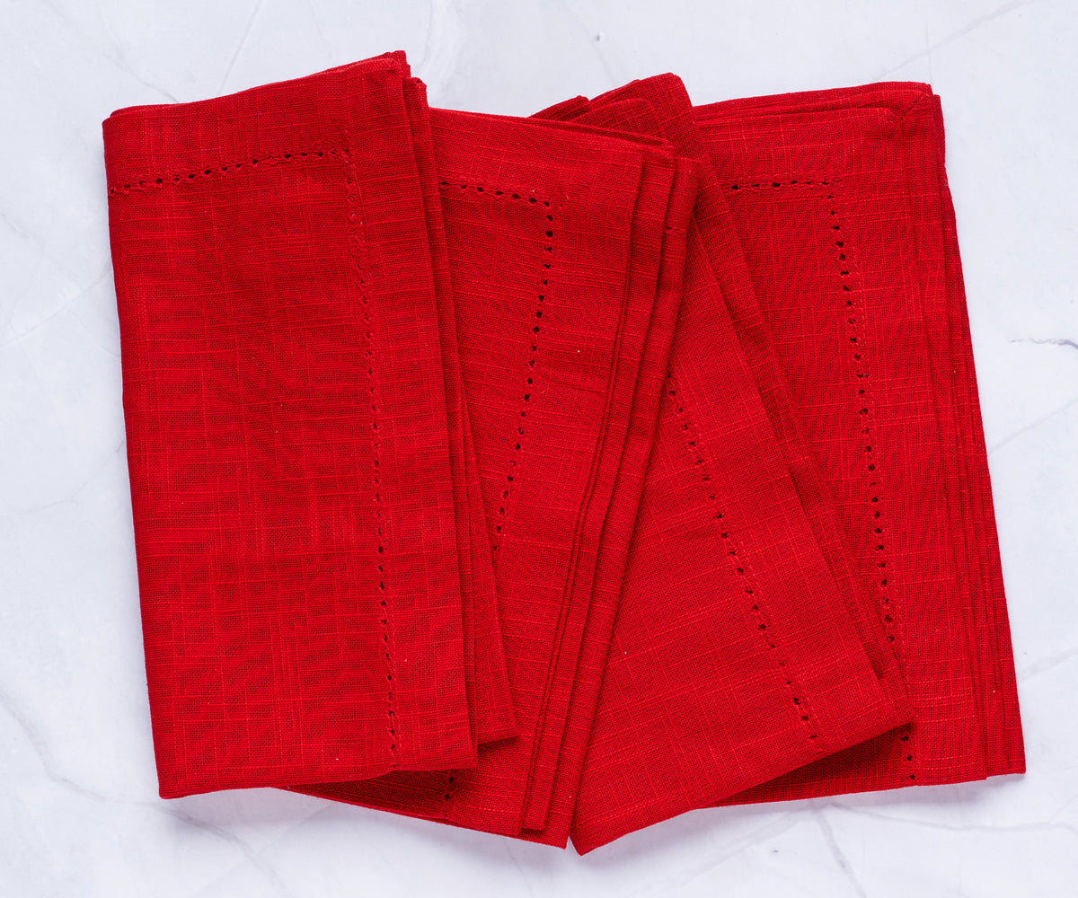 Cotton Dinner Napkins - Hemstitched Cloth Napkins