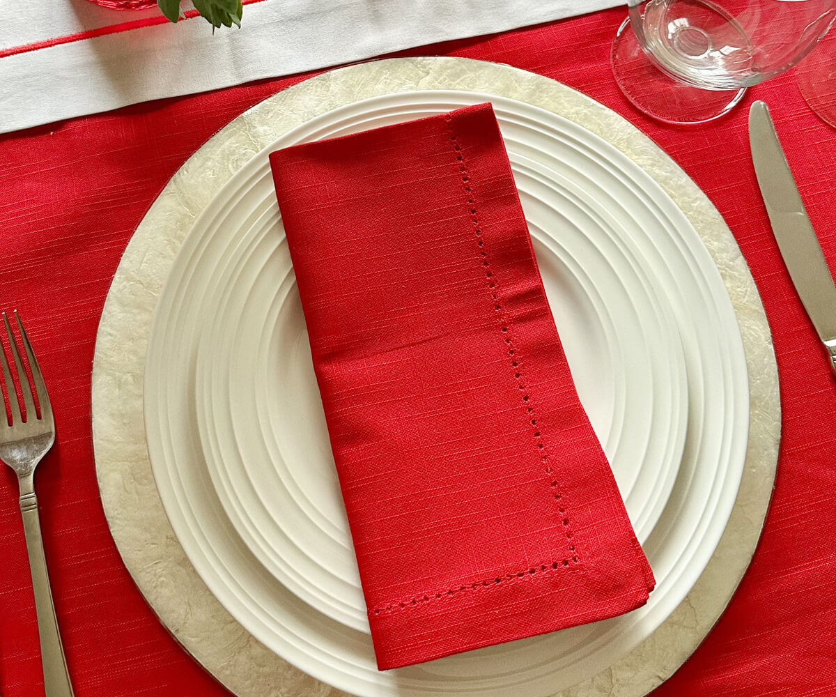Cotton Dinner Napkins - Hemstitched Cloth Napkins